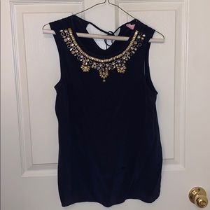 Lilly Pulitzer Dark Navy Top w/ Beading